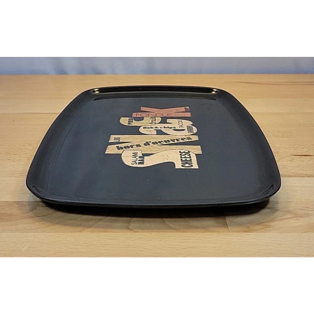 Vintage Couroc Inlaid “SNACK” Wood Black Phenolic Tray Snack Dish 9x12 Barware